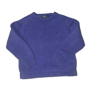 Vintage Polo Ralph Lauren Sweater Kid's Size 5 Blue with Black Pony Knit Heavy